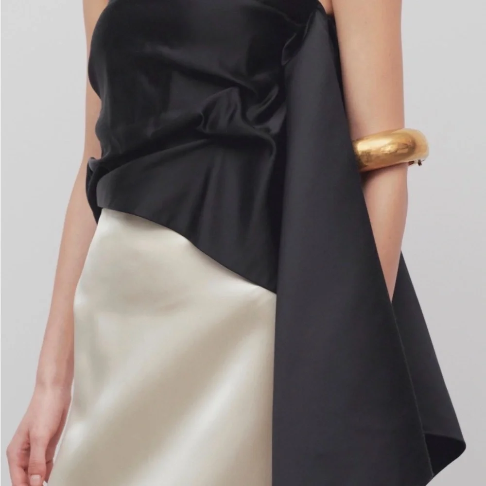 The Row Black Nana Strapless Draped Satin Top size 2 - Picture 1 of 7
